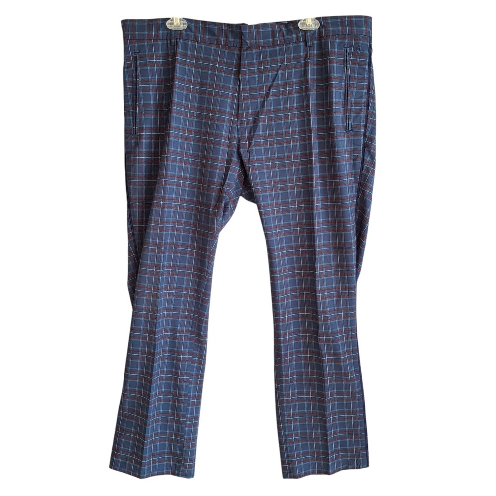 J Lindeberg Pants Men 38x32 (38x29) Narrow Fit Blue Plaid Performance Golf Chino